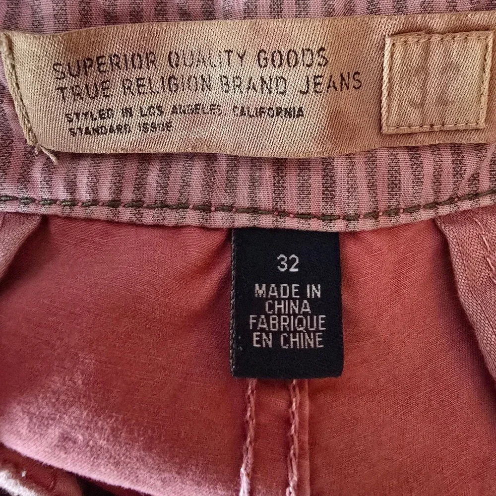True Religion Mens Chino Pants 32 Faded Red Salmon Pink FieldSupplier Stock 1956